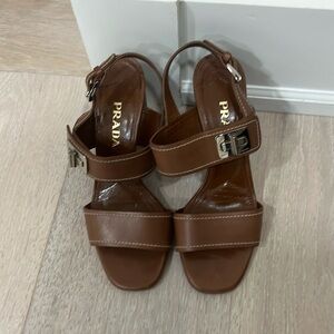 Prada Brown Leather Sandals 37